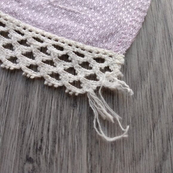 Vintage Mauve Tea Towel Napkin Monogram W Light Purple Retro Kitchen Dining - Picture 4 of 9